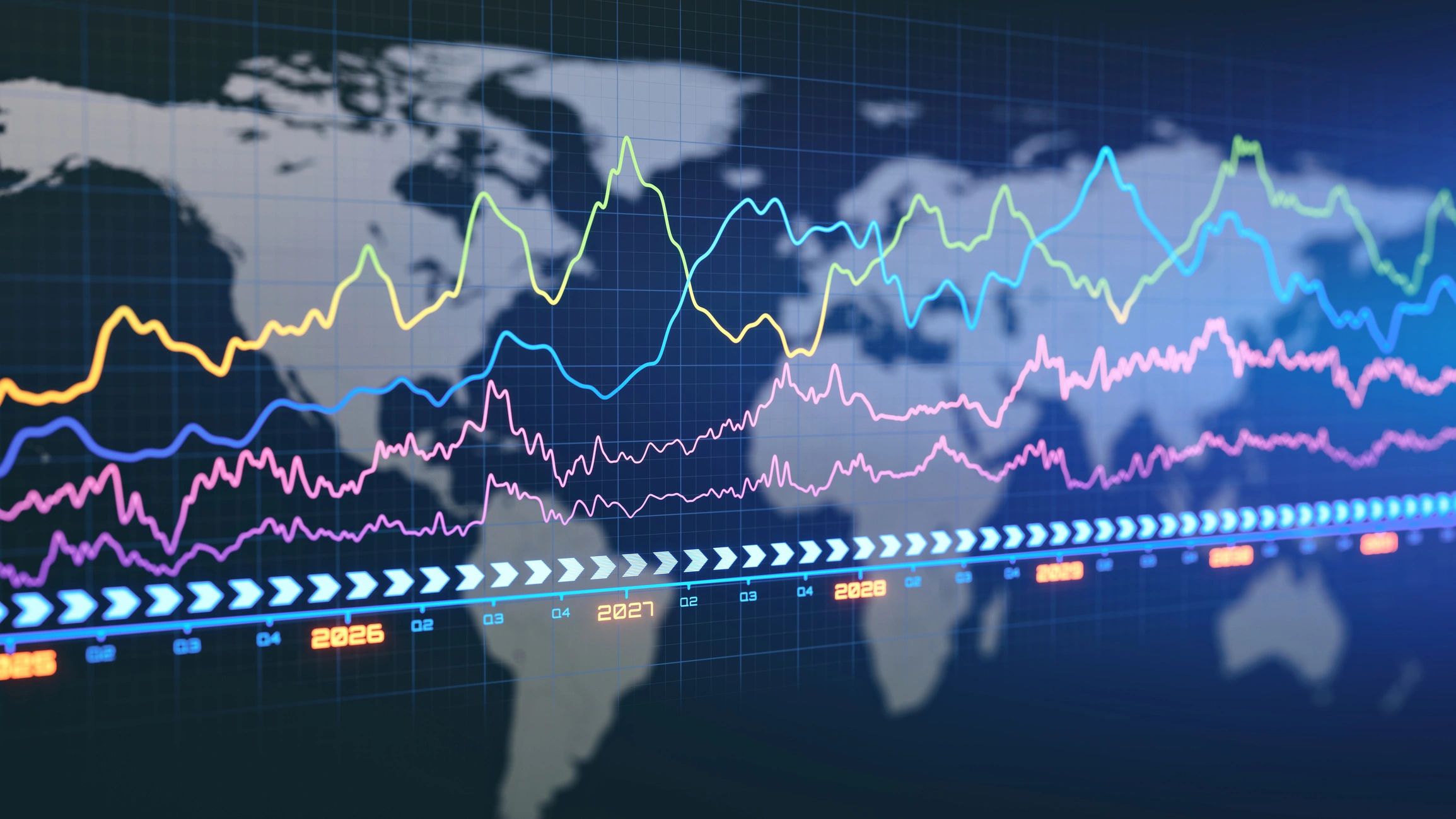 Financial dashboard and world map visualization
